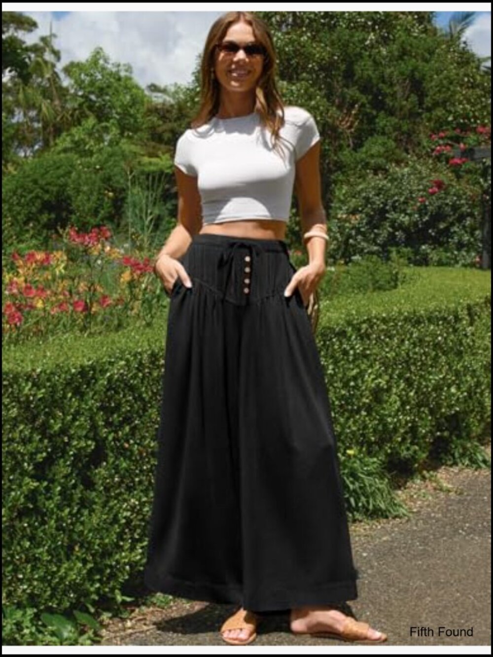 Wide Leg Linen Palazzo Pants High Waisted Drawstring Casual Lounge Travel - Picture 2 of 7
